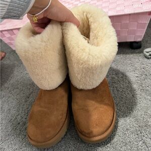 UGG Tan and Cream Shearling Boots